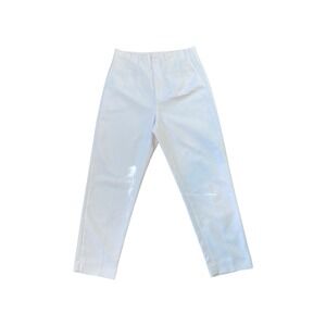 Zara White High Rise Pleated Cropped Pants‎ Women's Size 8 Trousers